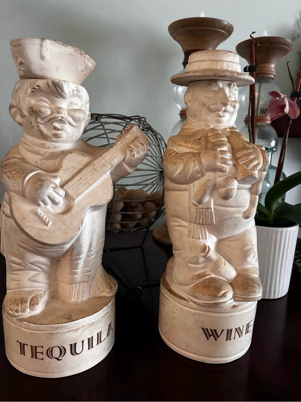 Vintage Mexican Ceramic Tequila & Wine Bottles decanters. Set
